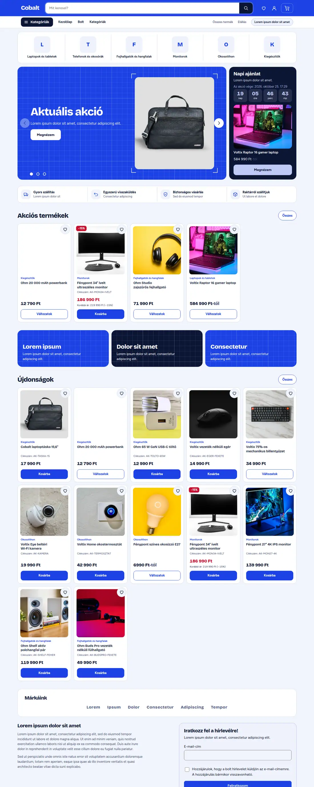 Cobalt téma – Ikonos kategóriasor és műszaki rajz
