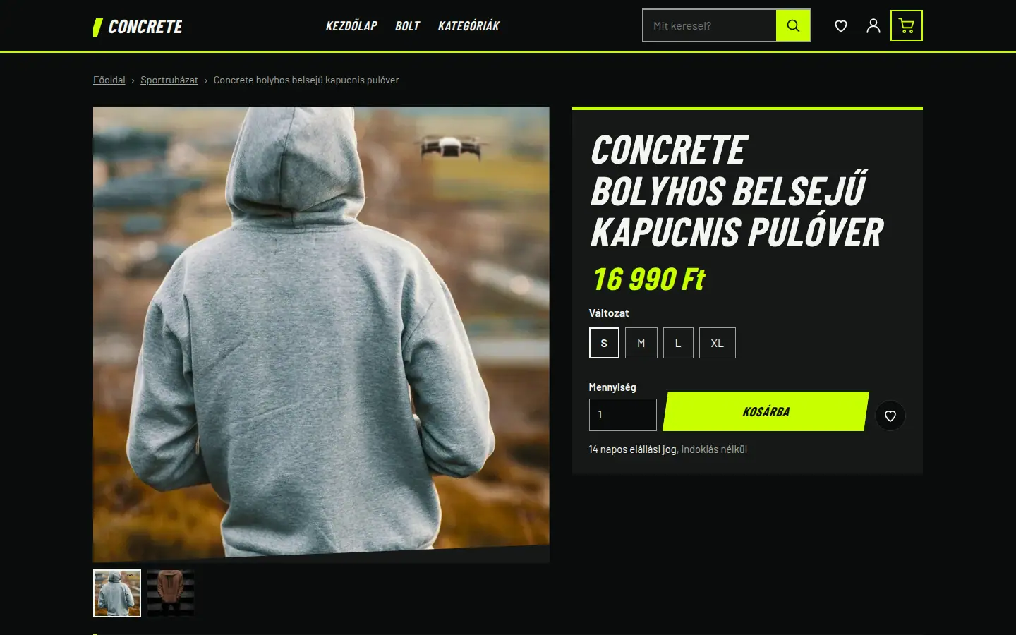 Concrete téma – Sötét termékkártya, ferde képél
