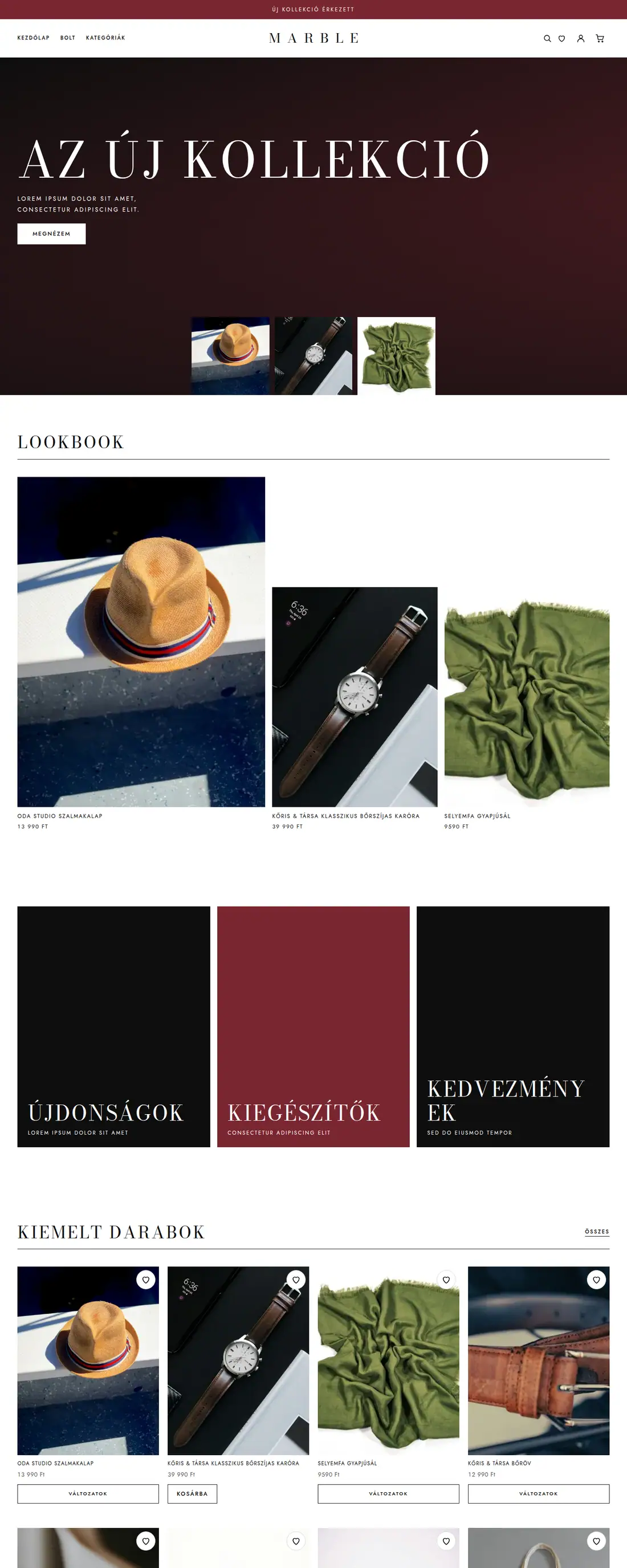 Marble téma – Képre írt címek, lookbook