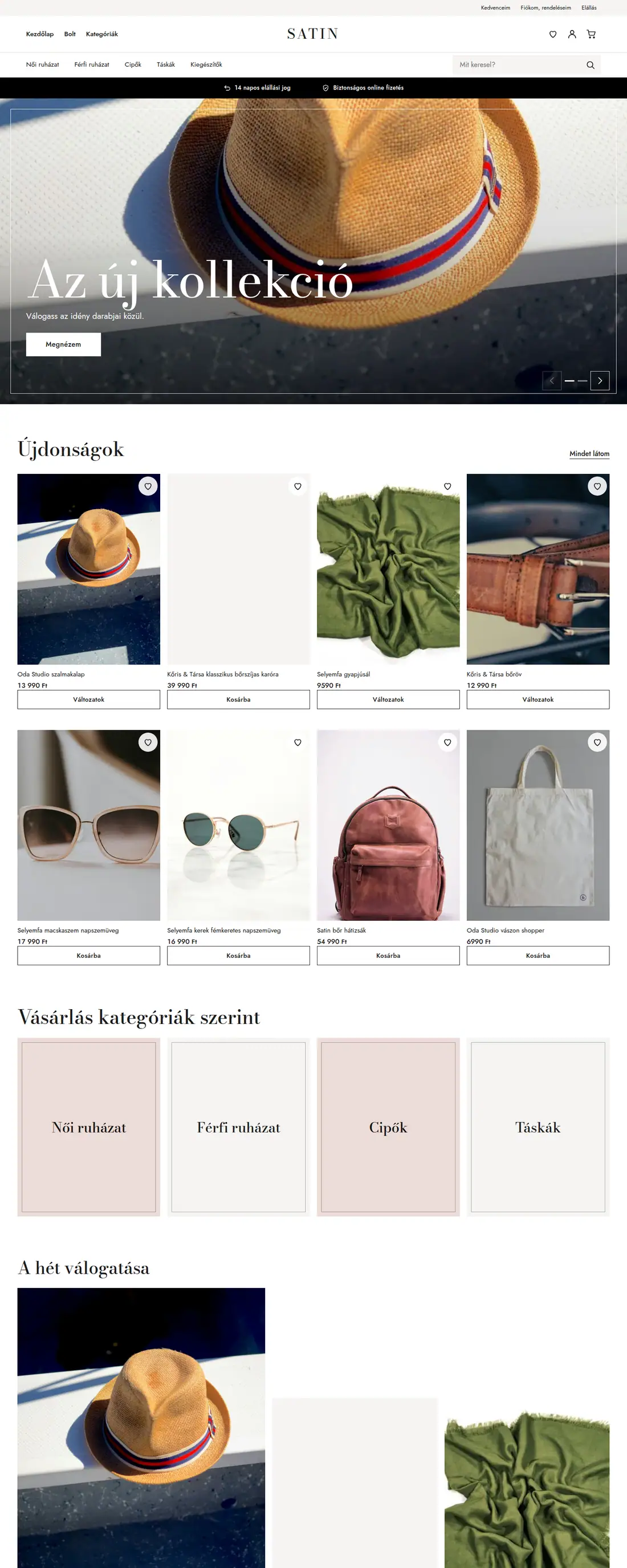 Satin téma – Címlap-nyitókép borítókerettel