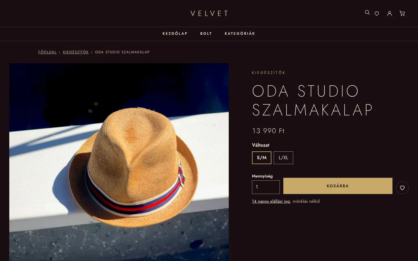 Velvet téma – Termékoldal, mint egy magazincikk